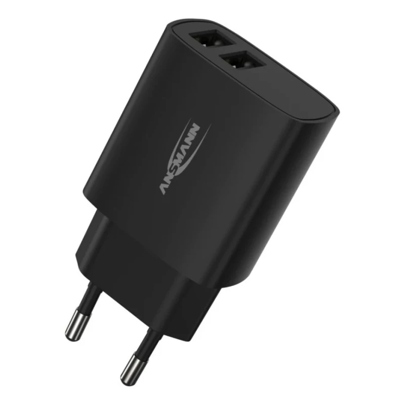Ansmann 2 Output USB Linear Power Supply AC/DC Adapter EU Plug 5V DC Output 12W 2.4A 1001-0106-520