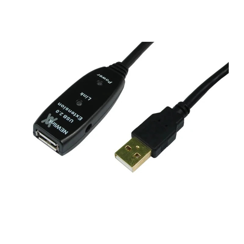 NewLink IC Socket USB Cable Male USB Type A to Female USB Type A Black 25m USB 2.0 USB2-REP25