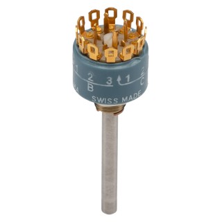 Elma Type 01 3 Position Rotary Selector Switch 2A Nickel Silver Housing 42V dc 30° Angle of Throw 01-1433