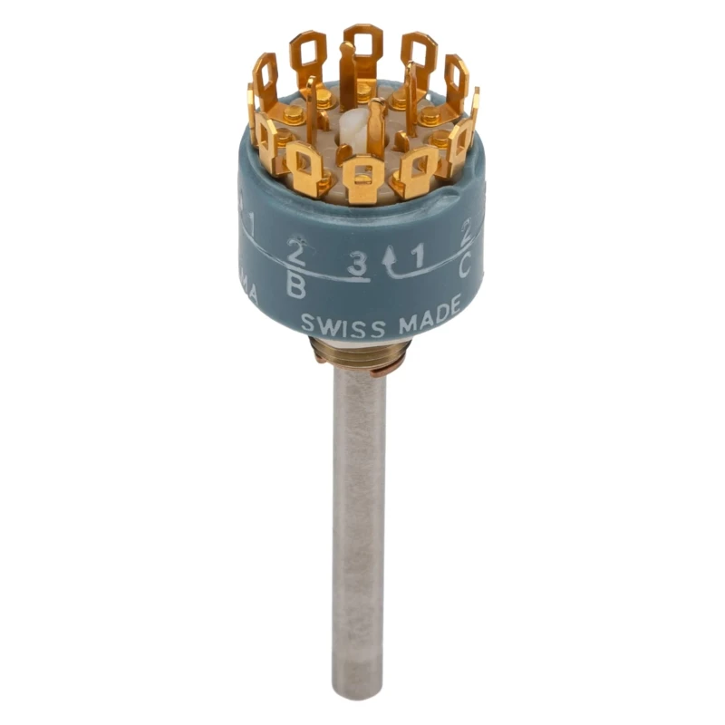 Elma Type 01 3 Position Rotary Selector Switch 2A Nickel Silver Housing 42V dc 30° Angle of Throw 01-1433