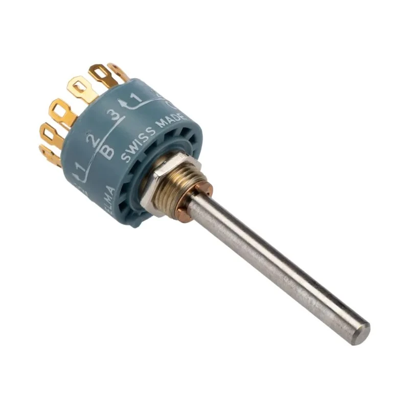 Elma Type 01 3 Position Rotary Selector Switch 2A Nickel Silver Housing 42V dc 30° Angle of Throw 01-1433