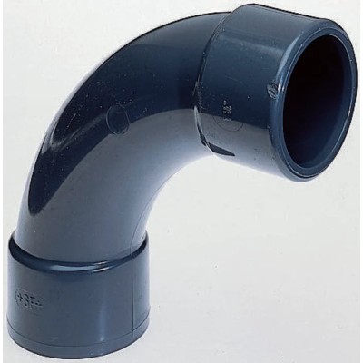 Georg Fischer Plastic Pipe Fitting 90° Push-in Elbow ABS Material Grey 15 bar 71mm Length 729001107