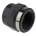 Georg Fischer Plastic Pipe Fitting Straight 1-1/2 in Rp Female Socket ABS 69mm Length 729911010