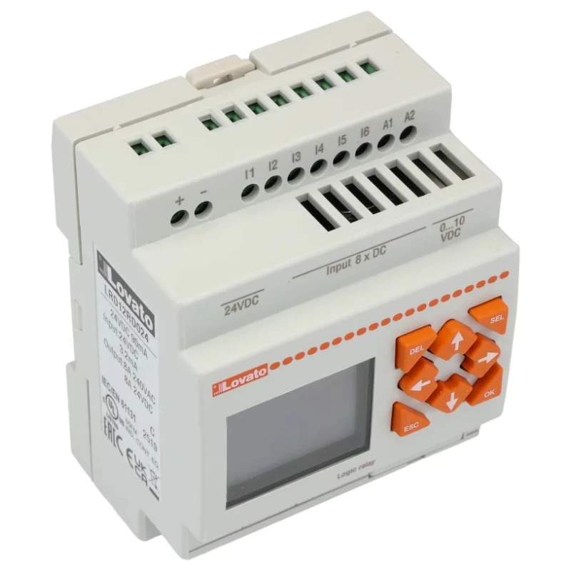 Lovato LRD Series PLC CPU, 8-Input Digital and Analogue with 4 Relay Outputs LRD12RD024