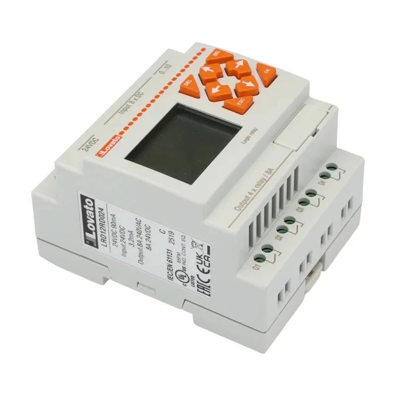 Lovato LRD Series PLC CPU, 8-Input Digital and Analogue with 4 Relay Outputs LRD12RD024