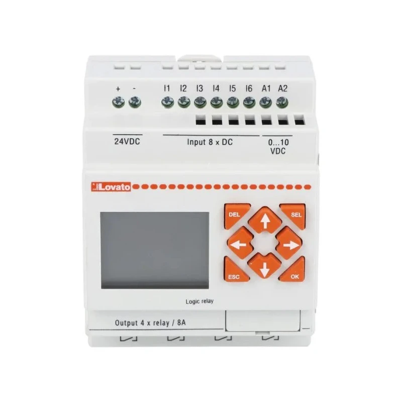 Lovato LRD Series PLC CPU, 8-Input Digital and Analogue with 4 Relay Outputs LRD12RD024