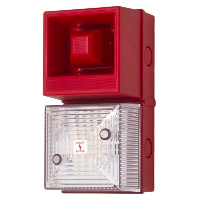 Clifford & Snell YL40 Series Clear Beacon-Sounder Combination, IP65, 24V, 108 dB, LED Electronic Sounder 