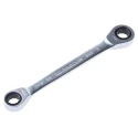 Facom Ratchet Ring Spanner Double Ended 8 x 9 mm, 128 mm Overall Length Satin Chrome Finish 64.8X9