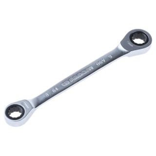 Facom Ratchet Ring Spanner Double Ended 8 x 9 mm, 128 mm Overall Length Satin Chrome Finish 64.8X9