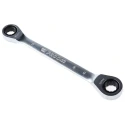 Facom Ratchet Ring Spanner Double Ended 8 x 9 mm, 128 mm Overall Length Satin Chrome Finish 64.8X9