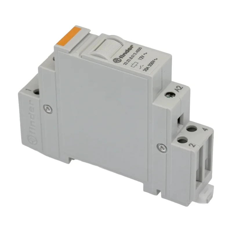 Finder DIN Rail Non-Latching Relay 12V AC Coil 20A Switching Current DPST 22.22.8.012.4000