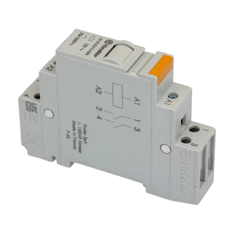 Finder DIN Rail Non-Latching Relay 12V AC Coil 20A Switching Current DPST 22.22.8.012.4000