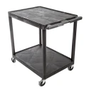 RS PRO Medium Duty 2 Shelf Polyethylene Rubber Trolley, 885 mm Length, 180 kg Load Capacity, Model 225-6003