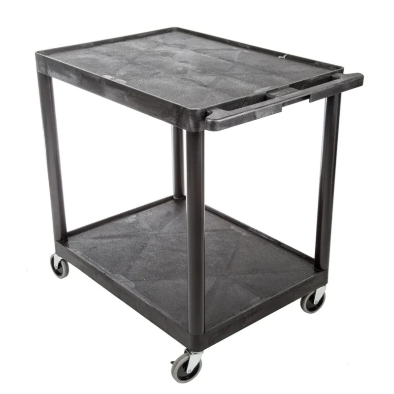 RS PRO Medium Duty 2 Shelf Polyethylene Rubber Trolley, 885 mm Length, 180 kg Load Capacity, Model 225-6003