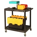 RS PRO Medium Duty 2 Shelf Polyethylene Rubber Trolley, 885 mm Length, 180 kg Load Capacity, Model 225-6003