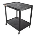 RS PRO Medium Duty 2 Shelf Polyethylene Rubber Trolley, 885 mm Length, 180 kg Load Capacity, Model 225-6003