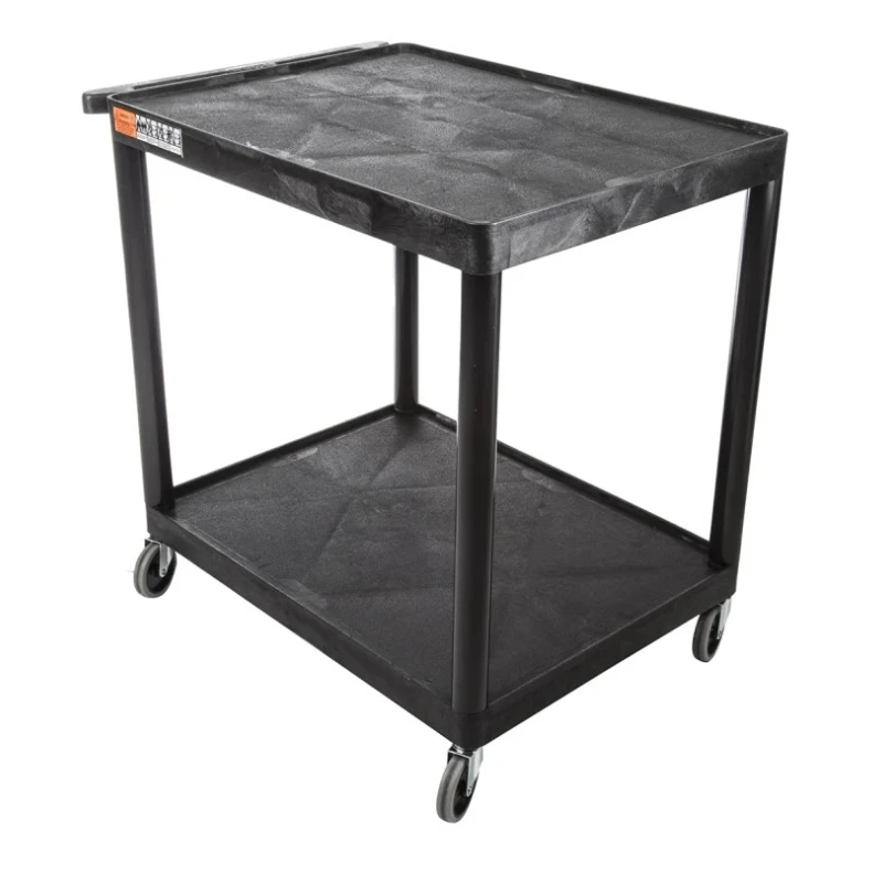 RS PRO Medium Duty 2 Shelf Polyethylene Rubber Trolley, 885 mm Length, 180 kg Load Capacity, Model 225-6003