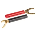 Staubli Insulated Crimp Spade Connector 4 mm Stud Size Black and Red Gold Plated Brass Contact 23.0440-22 23.0440-21