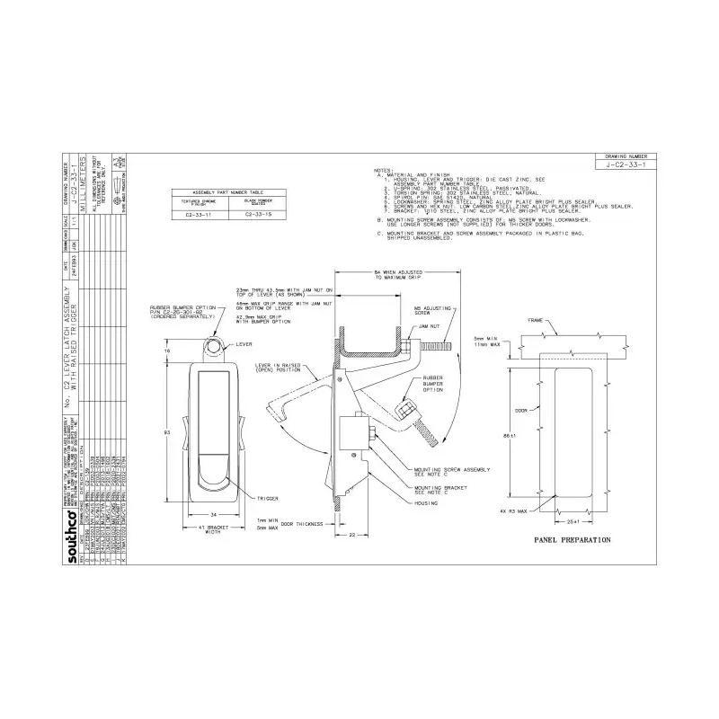 Southco Steel Lockable Compression Latch 109.0 mm Length 41.0 mm Width C2-32-15-3-RS