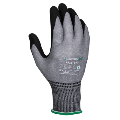 Skytec ARIA 360 Black Grey Foam Nitrile Nylon Work Gloves Size 8 Nitrile Coating SKG00022F