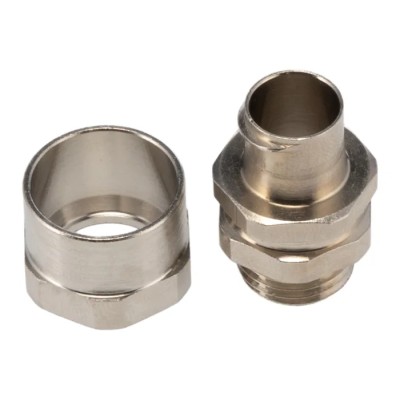 Adaptaflex Nickel Plated Brass Conduit Fitting, 9.5 mm Nominal Size, Thread Size M16, Silver 7TCA296040R0116 SPB16/M16/B