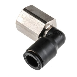 Legris LF3000 Series Pneumatic Fitting Female Push-in, 1/4 in G Thread, 8mm Tube, Glass Reinforced Nylon Nickel Finish LF3000