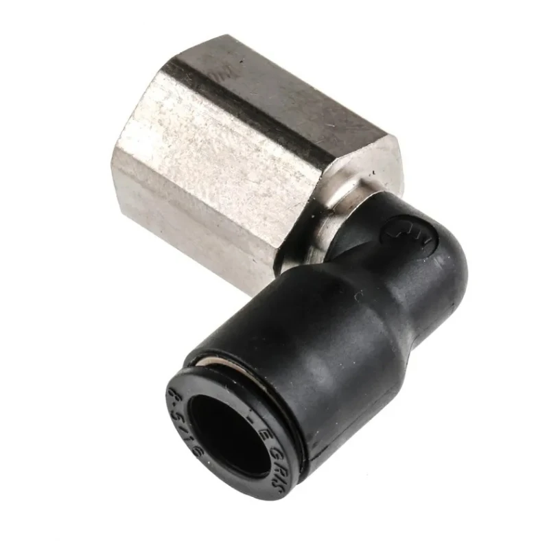 Legris LF3000 Series Pneumatic Fitting Female Push-in, 1/4 in G Thread, 8mm Tube, Glass Reinforced Nylon Nickel Finish LF3000