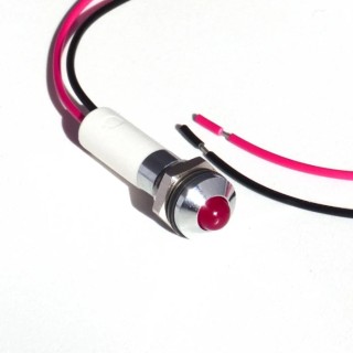 CML Innovative Technologies LED Panel Mount Indicator with Lead, Red, M8 Mount Hole, IP67, 24V DC 19040353WEC