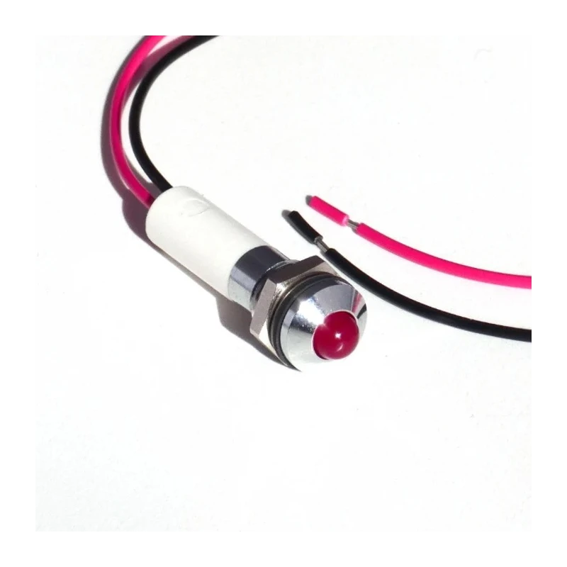 CML Innovative Technologies LED Panel Mount Indicator with Lead, Red, M8 Mount Hole, IP67, 24V DC 19040353WEC