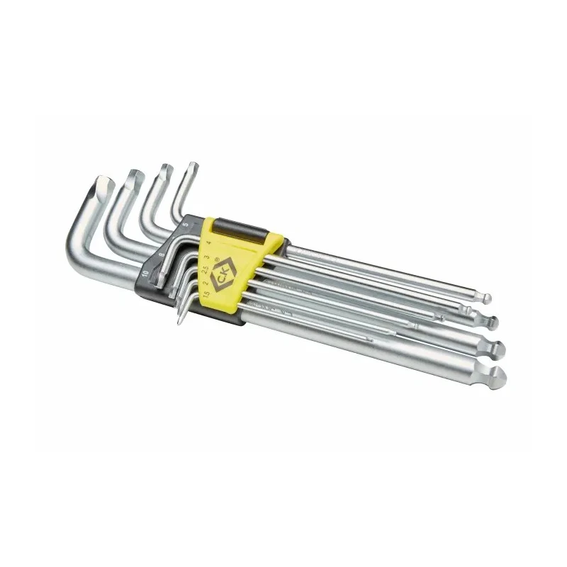 CK 9 Piece L Metric Hex Key Set, Hex Size 1.5 to 10 mm, Plastic and Metal, Hex Ball End T4440M