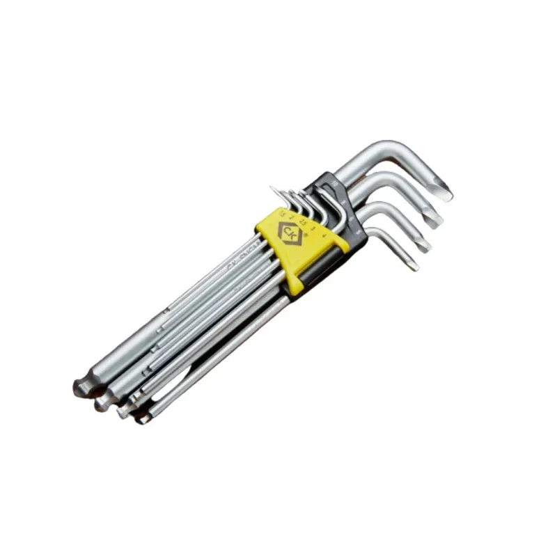 CK 9 Piece L Metric Hex Key Set, Hex Size 1.5 to 10 mm, Plastic and Metal, Hex Ball End T4440M