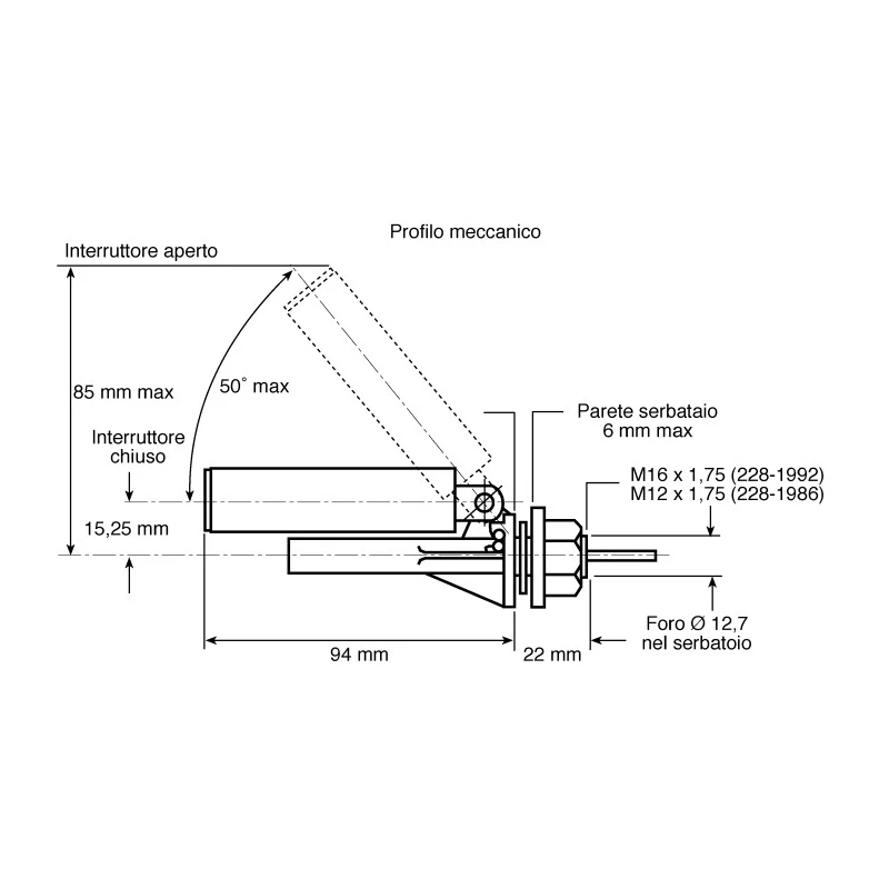 Cynergy3 RSF30 Series Horizontal Nitrile Rubber (NBR) Float Switch 1 m Cable NO/NC 300 V AC Max 300 V DC Max RSF34W100RF