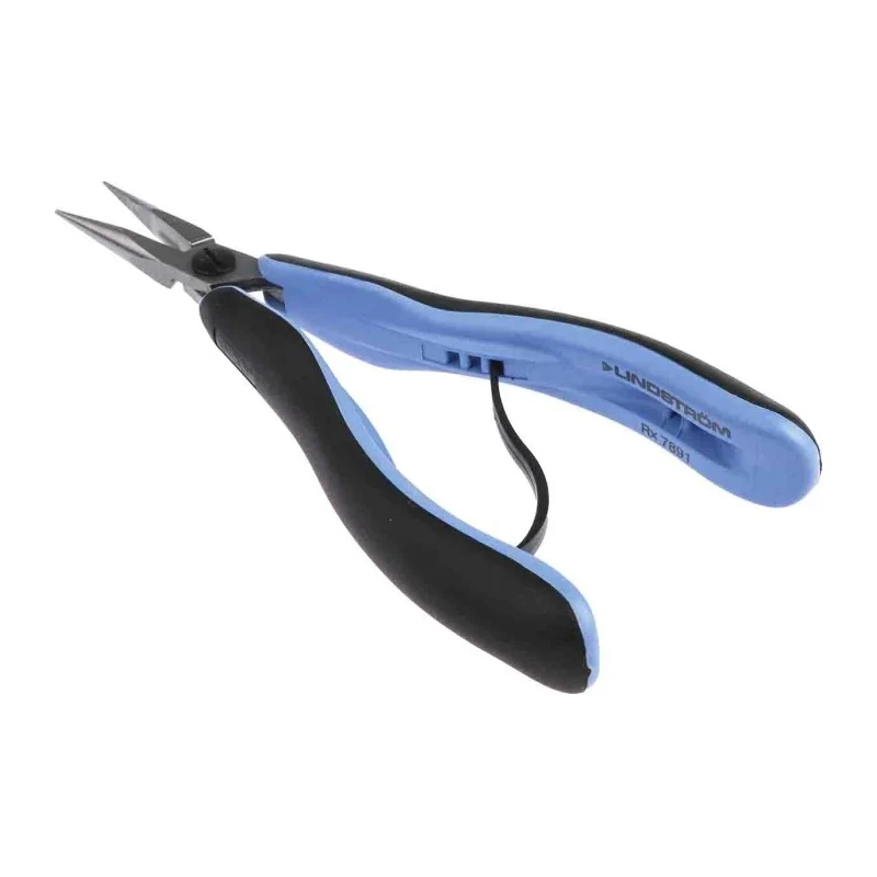 Lindstrom 1-Piece Long Nose Plier Serrated 158.5mm Overall Length Dual Component Handle RX 7891