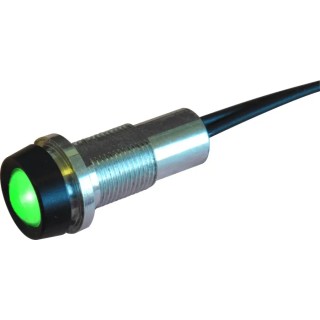 Oxley Panel Mount Indicator, Green Lens, Wire Termination, IP68, 10 mm Mount Hole, 230V dc STR/LH10/230/FL30/GN