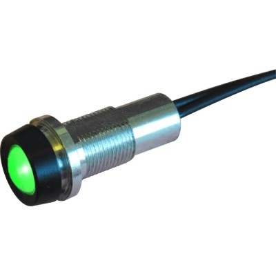 Oxley Panel Mount Indicator, Green Lens, Wire Termination, IP68, 10 mm Mount Hole, 230V dc STR/LH10/230/FL30/GN