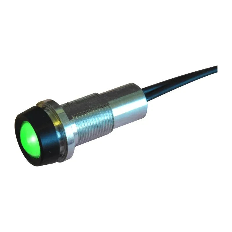 Oxley Panel Mount Indicator, Green Lens, Wire Termination, IP68, 10 mm Mount Hole, 230V dc STR/LH10/230/FL30/GN