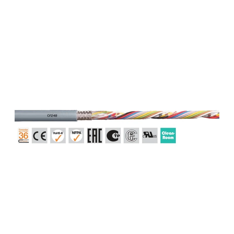 Igus chainflex CF240 Screened Data Cable 3 Cores 0.14mm² 26 AWG PVC Grey Sheath 100m CF240