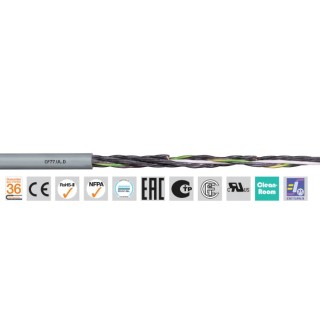 Igus chainflex CF77.UL.D Control Cable 7 Cores 0.75mm² 18 AWG Unscreened Grey Polyurethane Sheath 100m CF77.UL.07.07.D (100m)