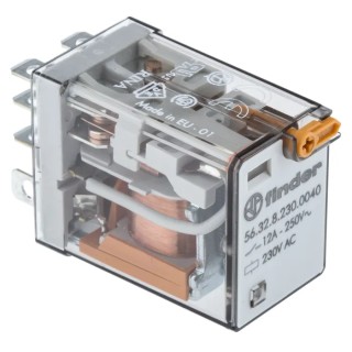 Finder Power Relay 230V AC Coil 12A Switching Current DPDT Model 56.32.8.230.0040