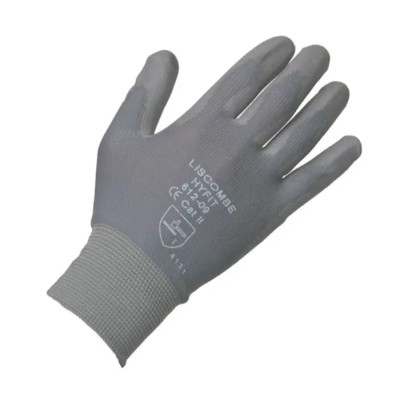 Liscombe Grey Nylon Work Gloves Size 8 Polyurethane Coating LN612-08