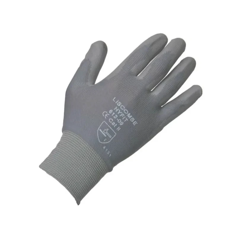 Liscombe Grey Nylon Work Gloves Size 8 Polyurethane Coating LN612-08