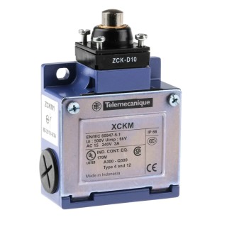 Telemecanique Sensors OsiSense XC Series Plunger Limit Switch 1 NO/1 NC IP66 Zamak Housing 240V AC 3A 