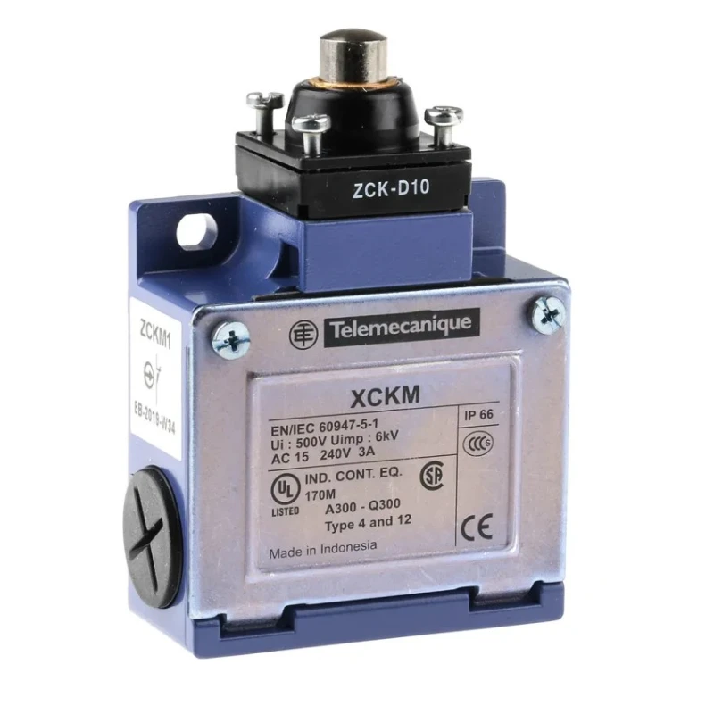 Telemecanique Sensors OsiSense XC Series Plunger Limit Switch 1 NO/1 NC IP66 Zamak Housing 240V AC 3A 
