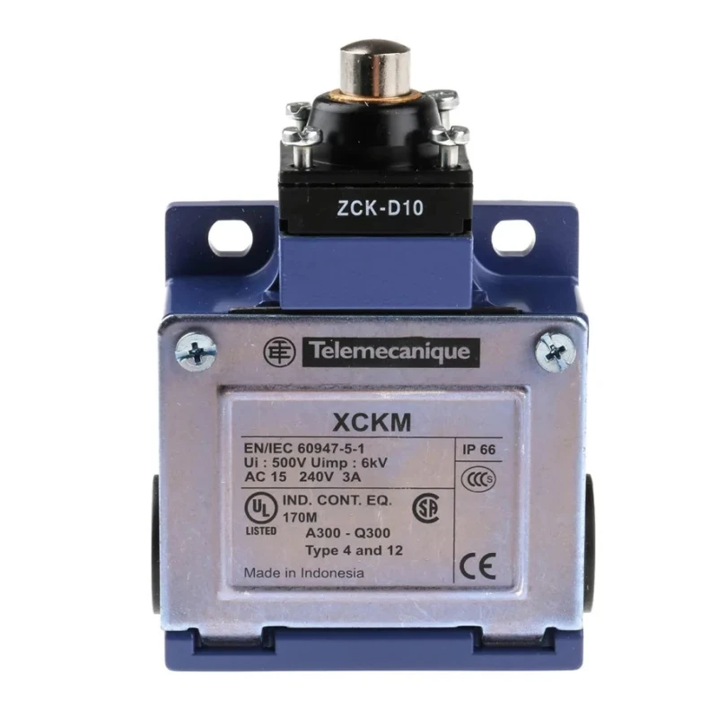 Telemecanique Sensors OsiSense XC Series Plunger Limit Switch 1 NO/1 NC IP66 Zamak Housing 240V AC 3A 