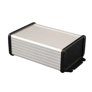 Hammond Flanged 1457-EMI Series Clear Anodised Extruded Aluminium Enclosure, Black Clear Anodised Lid, IP54, 43.9 1457K1202E