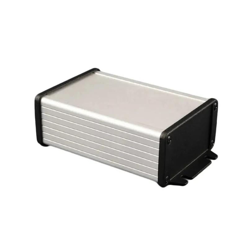 Hammond Flanged 1457-EMI Series Clear Anodised Extruded Aluminium Enclosure, Black Clear Anodised Lid, IP54, 43.9 1457K1202E
