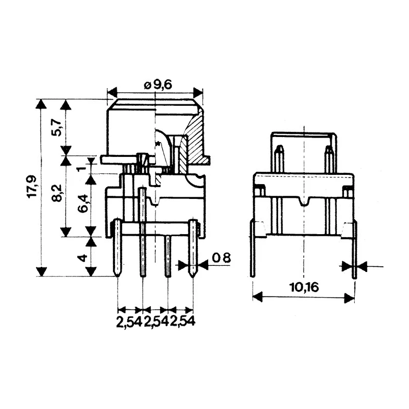 MEC IP67 White Tactile Switch SPST 50mA 24 V dc Through Hole IP67 3FTL 3.5N Operating Force 14.9mm Height IP67 3FTL IP67