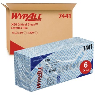 WYPALL X50 Critical Clean™ Blue Cloths for Surface Cleaning Dry Use Box of 50 Per Pack 418 x 221 mm 7441