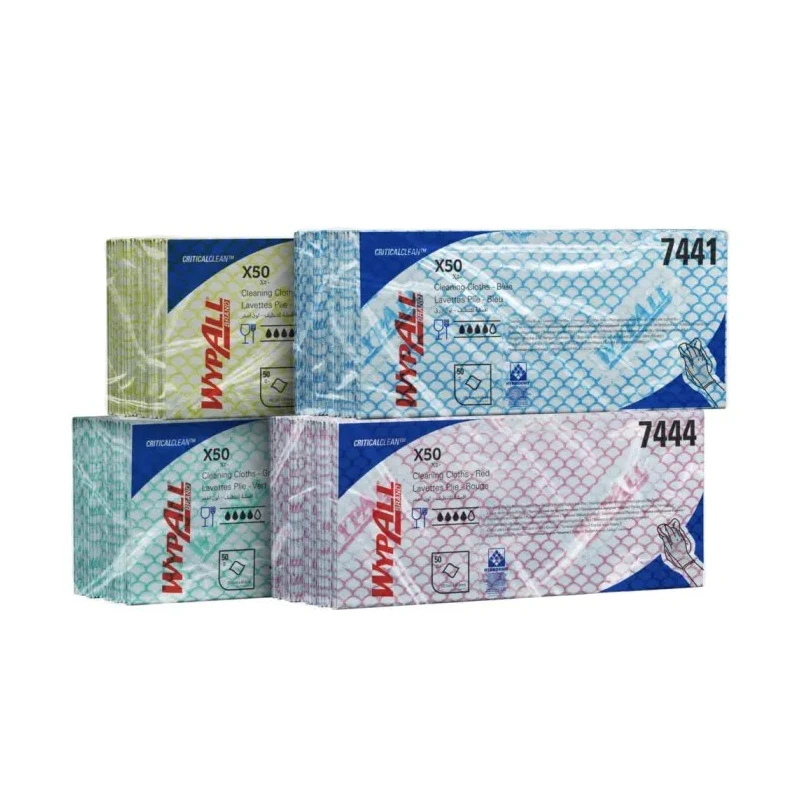 WYPALL X50 Critical Clean™ Blue Cloths for Surface Cleaning Dry Use Box of 50 Per Pack 418 x 221 mm 7441