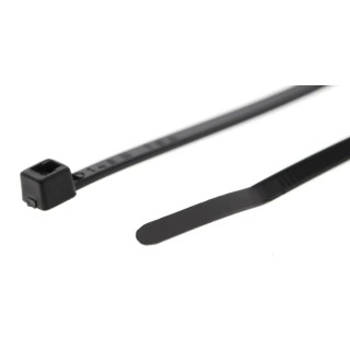 HellermannTyton Inside Serrated Cable Tie, 100 mm Length x 2.5 mm Width, Black Polyamide 66, UV 111-01960 T18R-PA66W-BK